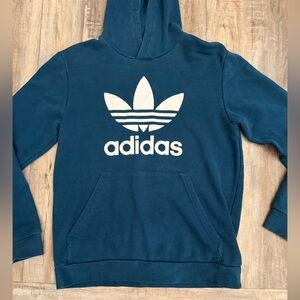adidas Teal Pullover Hoodie with White Trefoil